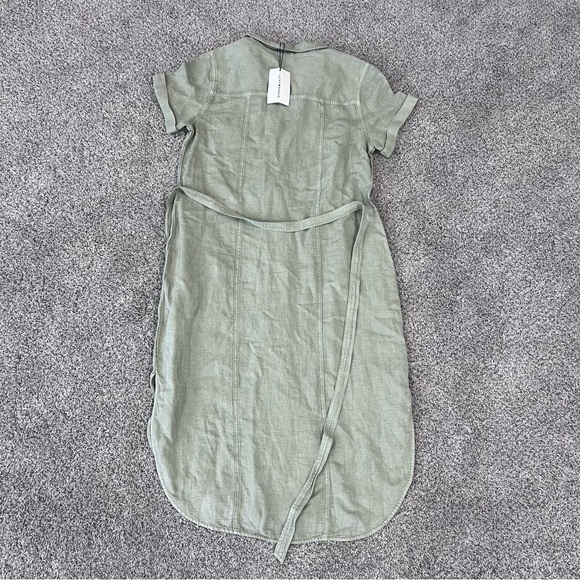 NWT Lucky Brand Green Linen Blend Button Front Shirt Dress Belted Women’s Size L - Picture 10 of 11